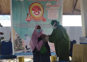 Dalam rangka HUT Bhayangkara ke 75 polres Sorong Gelar Vaksinasi Massal