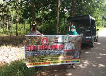 Demi Mengatasi Terjadinya Ilegal Mining Di Sekitar , Polsek Kapuas Murung Sosialisasi melalui Spanduk