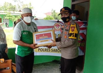 Hari Bhayangkara Ke-75, Polres Sarolangun Gelar Bhakti Sosial Bagikan Ribuan Sembako dan Masker