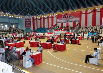 Ribuan Warga Antusias mengikuti Vaksinasi Massal yang digelar Polda Jambi