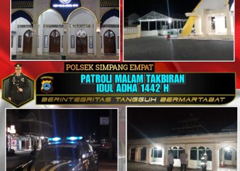 Polsek Simpang Empat lakukan Patroli ke Masjid – masjid di malam Takbiran