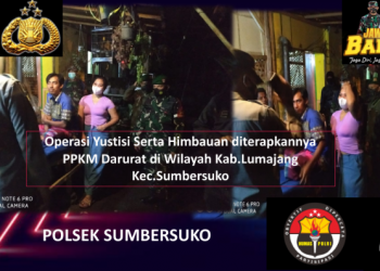 Polsrk Sumbersuko melaksanakan Patroli malam untuk menghimbau masyarakat tentang dibelakukannya PPKM Darurat Di Kabupaten Lumajang