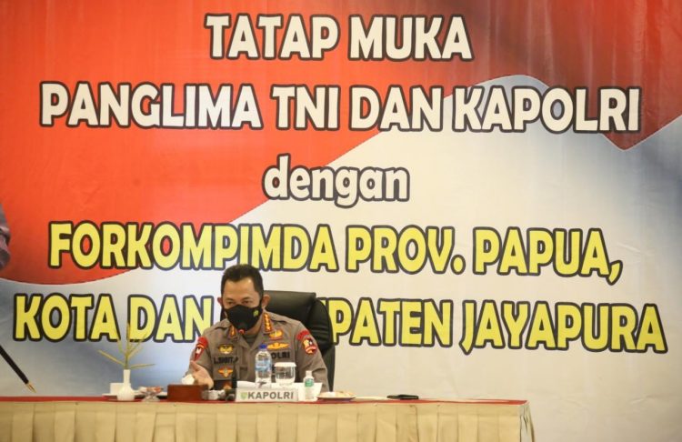 Kawal Rapat Forkopimda Jayapura, Kapolri Persiapkan PON dan Penanganan Covid-19