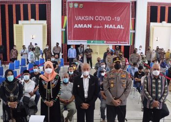 Kapolda Aceh tinjau pelaksanaan vaksinasi dan pembagian bansos di Aceh Besar