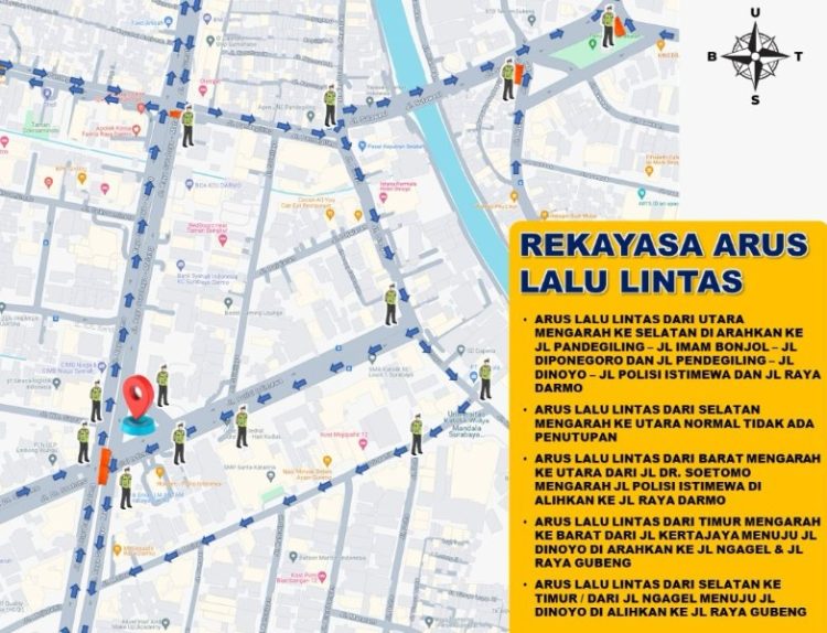 Rekayasa Lalu Lintas di Surabaya untuk Upacara Hari Juang Polri 2024