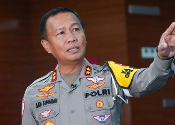 Kepala Korps Lalu Lintas (Kakorlantas) Polri Irjen Pol Aan Suhanan di Lantai 4 Gedung NTMC Korlantas Polri, Sabtu (21/12/2024).